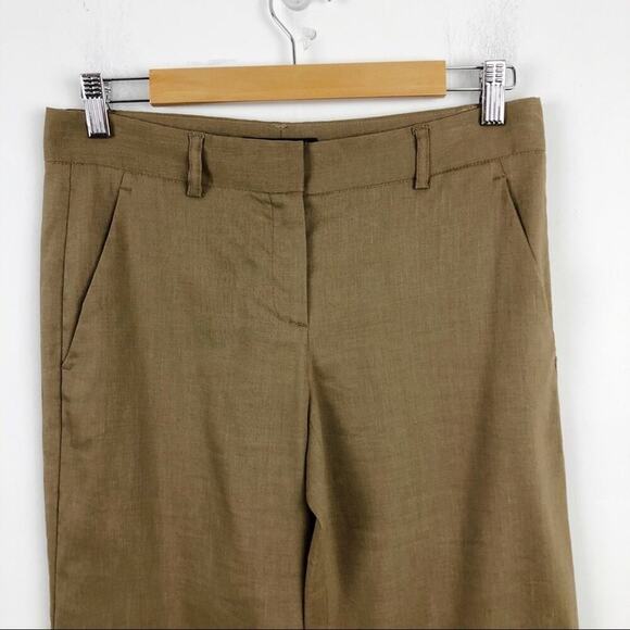 THEORY Tan Linen Wool Wide Leg Emory Trouser Pants Relaxed fit Size 4 - Picture 5 of 15